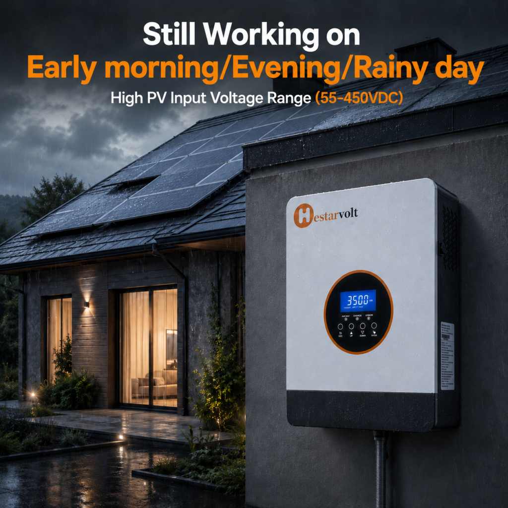 High PV input voltage range 55-450VDC